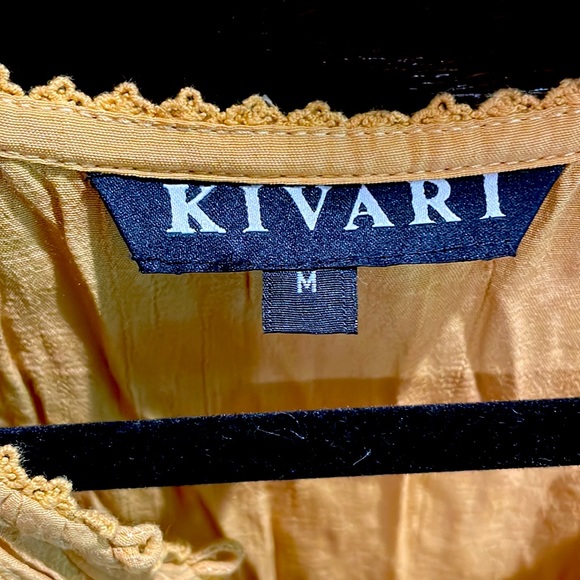 Kivari honey baby doll dress mustard, short sleeve, button front sz Medium - Picture 5 of 9